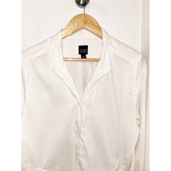 EILEEN FISHER Italian Linen Blend collared Shirt Jacket SZ: Large - Picture 2 of 10